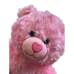 Build A Bear Workshop Teddy Bear Plush 17 in Pink Swirl Heart Nose Blue Eyes BAB
